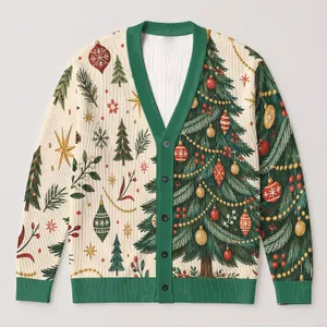 Christmas Tree Holiday Cheer for Cozy Winter Gatherings and Casual Seasonal Wear All-over Print Knitted Cardigan