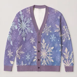 Lavender Snowflake Motifs For Cozy Winter Gatherings And Everyday Layering For Women All-over Print Knitted Cardigan