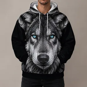 Blue-Eyed Wolf Head for Bold Outdoor Adventures and Everyday Casual Style All-over Print Hoodie (Lightweight)
