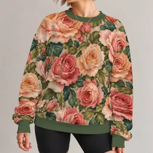 Oversized Rose Blooms for Romantic Everyday Style and Garden Gatherings for Women All-over Print Knitted Sweater