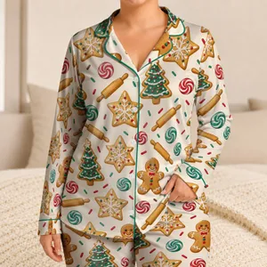Christmas Cookie Treats with Candy Swirls and Baking Tools for Cozy Holiday Evenings Satin Pajamas Set