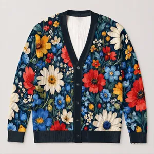 Vintage Wildflower Blooms for Cozy Autumn Walks and Everyday Style for Women Outdoors All-over Print Knitted Cardigan
