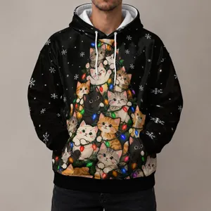 Christmas Kitten Tree Scene for Festive Winter Celebrations and Cozy Cat Lovers All-over Print Hoodie (Lightweight)