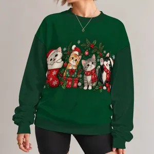 Four Festive Christmas Cats with Gifts for Cozy Holiday Gatherings and Winter Cheer at Home All-over Print Knitted Sweater