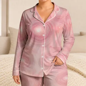 Blush Ripple Medallion Motif For Cozy Nights, Gifting, And Travel For Women And Teens Satin Pajamas Set