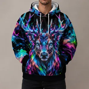 Neon Stag Antlers for Hiking, Hunting, and Bold Outdoor Style All-over Print Hoodie (Lightweight)