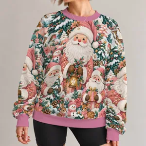 Whimsical Santa, Rose And Evergreen Christmas Celebration For Cozy Holiday Gatherings All-over Print Knitted Sweater