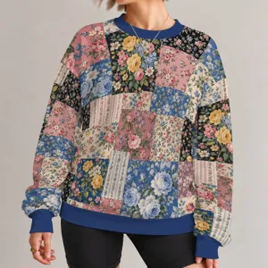 Romantic Cottage Garden Floral Patchwork for Weekend Outings and Everyday Style All-over Print Knitted Sweater