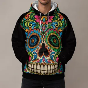 Colorful Sugar Skull for Festive Day of the Dead Celebrations and Everyday Wear All-over Print Hoodie (Lightweight)