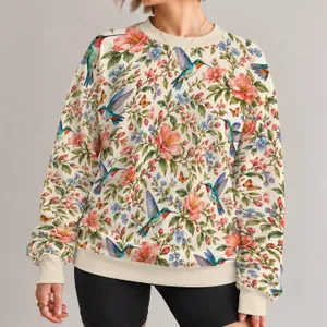 Hummingbird Floral Motif for Garden-Inspired Everyday Style for Women Who Love Nature All-over Print Knitted Sweater