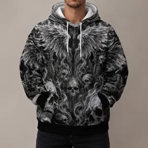 Gothic Skull And Flame Wings For Dark Alternative Streetwear And Everyday Wear All-over Print Hoodie (Lightweight)
