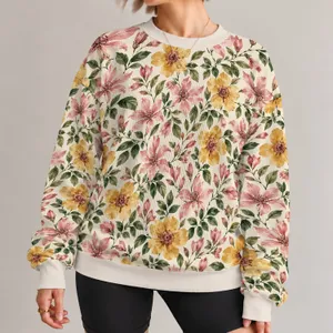 Watercolor Floral Blooms for Spring Brunches, Garden Parties and Everyday Style All-over Print Knitted Sweater