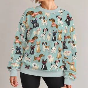 Whimsical Bespectacled Dogs for Everyday Outings and Cheerful Casual Pet Lover Style All-over Print Knitted Sweater