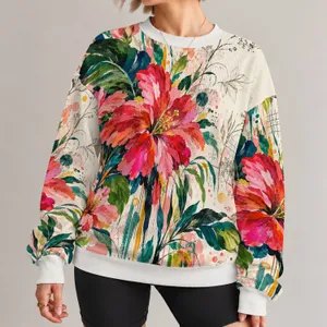 Tropical Botanical Flower Collage for Colorful Everyday Outings and Artful Style All-over Print Knitted Sweater