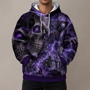 Purple Skull And Electric Storm Art For Alternative Style And Nighttime Adventures All-over Print Hoodie (Lightweight)