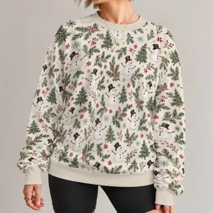 Whimsical Snowmen Among Evergreen Trees for Cozy Christmas and Winter Gatherings All-over Print Knitted Sweater