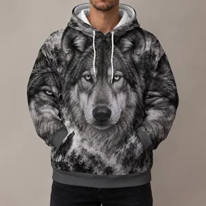 Realistic Wolf Portrait and Wilderness Scene for Outdoor Adventure and Nature Lovers All-over Print Hoodie (Lightweight)