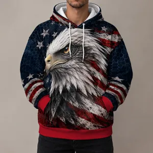 Bald Eagle and Star-Spangled Colors for Independence Day and Outdoor Adventure Wear All-over Print Hoodie (Lightweight)