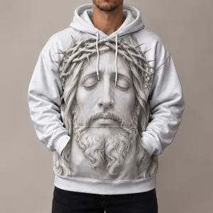 Monochrome Crown Of Thorns Portrait For Quiet Faith And Everyday Spiritual Lifestyle All-over Print Hoodie (Lightweight)