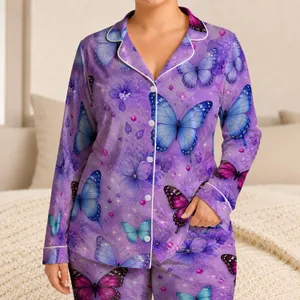 Whimsical Lavender Butterfly Sleepwear for Cozy Nights and Giftable Girls' Wardrobes Satin Pajamas Set