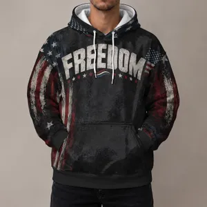 Bold Freedom Chest Lettering And Star Stripes For Everyday American Casual Wear All-over Print Hoodie (Lightweight)
