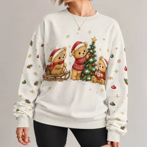 Honey Bear Christmas Scene for Cozy Holiday Celebrations and Seasonal Gifting All-over Print Knitted Sweater