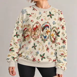 Festive Mouse And Duck Friends Holiday Gathering For Cozy Seasonal Celebrations Together All-over Print Knitted Sweater