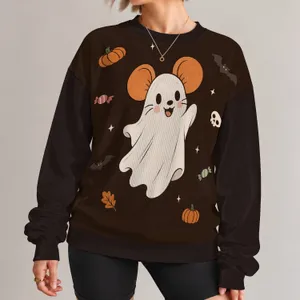 Mouse Ghost And Pumpkin Halloween Cheer For Spooky Season Celebrations All-over Print Knitted Sweater