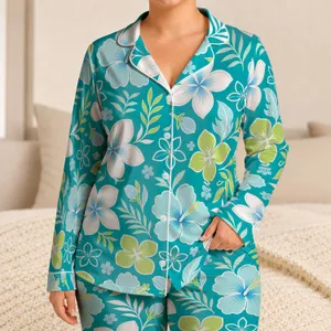 Tropical Florals Resort Sleepwear For Beach Vacations And Summer Gift Giving Satin Pajamas Set