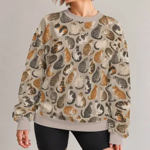 Scattered Calico And Tabby Cats For Cozy Everyday Style And Cat Lover Outings All-over Print Knitted Sweater