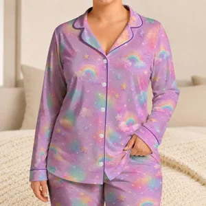 Pastel Rainbow Glitter For Cozy Nights, Travel Gifts, And Easy Home Comfort For Women Satin Pajamas Set