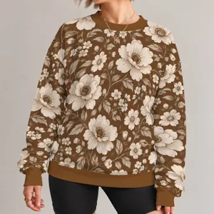Ivory Wildflowers and Leaves for Cozy Thanksgiving Gatherings and Autumn Celebrations All-over Print Knitted Sweater