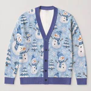 Snowman Winter Cheer For Cozy Holiday Layering And Festive Family Gatherings At Home All-over Print Knitted Cardigan