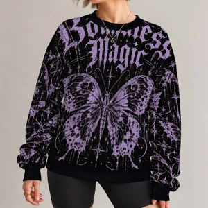 Gothic Butterfly and Boundless Magic for Alternative Streetwear and Casual Days All-over Print Knitted Sweater