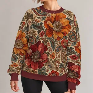 Vintage Bohemian Florals for Spring Garden Parties and Relaxed Weekend Outings All-over Print Knitted Sweater