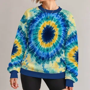Seafoam Blue Bullseye Motif for Spring Outings and Relaxed Everyday Wear All-over Print Knitted Sweater