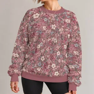 Dusty Rose Wildflower Blooms for Relaxed Spring Outings and Everyday Style All-over Print Knitted Sweater