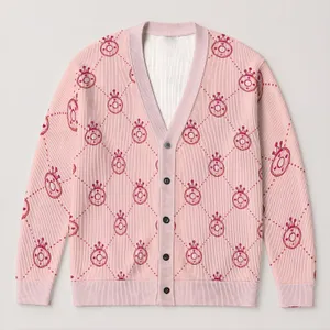 Cute Crowned Donut Treats for Halloween Parties and Cozy Autumn Days for Teenagers All-over Print Knitted Cardigan