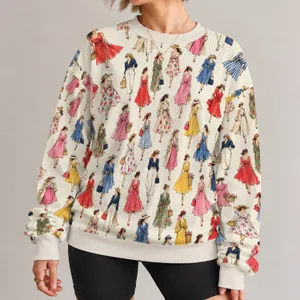 Watercolor Fashion Figures and Vintage Dresses for Chic Everyday Style Gift for Her All-over Print Knitted Sweater