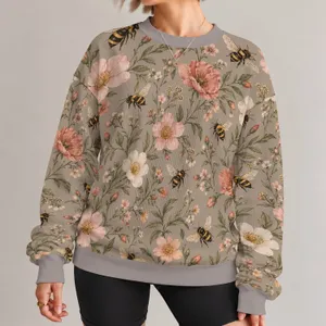 Blush Flowers And Honeybees For Garden Days And Nature-Loving Women All-over Print Knitted Sweater