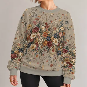 Muted Wildflower Florals for Everyday Cottagecore Style and Creative Casual Outings All-over Print Knitted Sweater