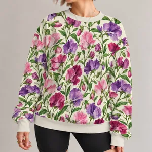 Pink Purple Wildflowers for Spring Garden Days and Romantic Weekend Outings for Her All-over Print Knitted Sweater
