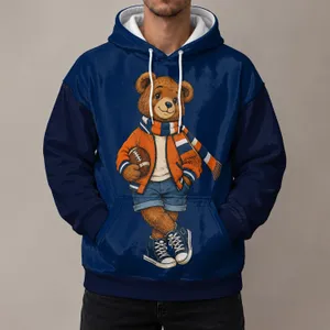 Vintage Brown Bear Football Fan With Scarf For Autumn Game Day And Campus Style Wear All-over Print Hoodie (Lightweight)