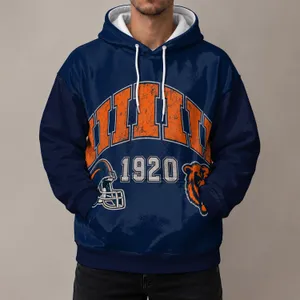 Vintage Football Helmet and Bear Emblem for Classic Game Day Fans All-over Print Hoodie (Lightweight)