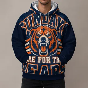 Vintage Bear Mascot Football Art for Sunday Game Day Fans and Tailgate Gatherings All-over Print Hoodie (Lightweight)