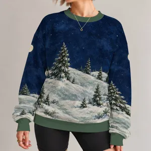 Moonlit Evergreen Forest for Cozy Holiday Evenings and Winter Cabin Getaways All-over Print Knitted Sweater