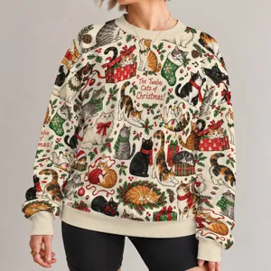 Whimsical Christmas Cats for Cozy Holiday Lounging and Festive Everyday Style All-over Print Knitted Sweater