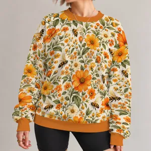 Amber Bees And Wildflowers For Garden Days, Spring Outings And Nature-Loving Style All-over Print Knitted Sweater