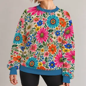 Colorful Wildflower Garden Blooms for Everyday Spring and Summer Outfits All-over Print Knitted Sweater