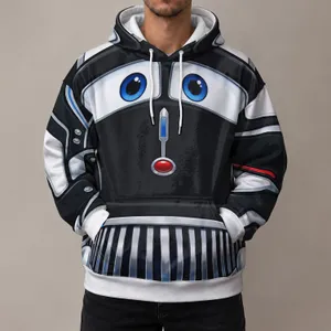 Black-and-White Sheriff Patrol Car Face Costume for Theme Park Days and Family Events All-over Print Hoodie (Lightweight)